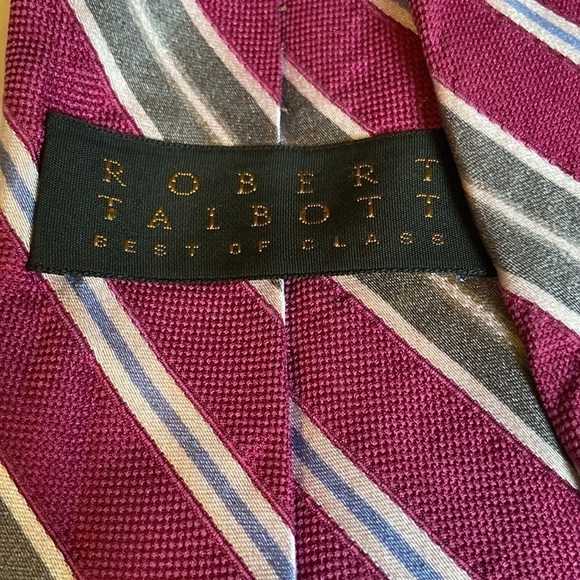 Robert Talbott Magenta Striped Silk Tie Made in USA - Picture 3 of 7